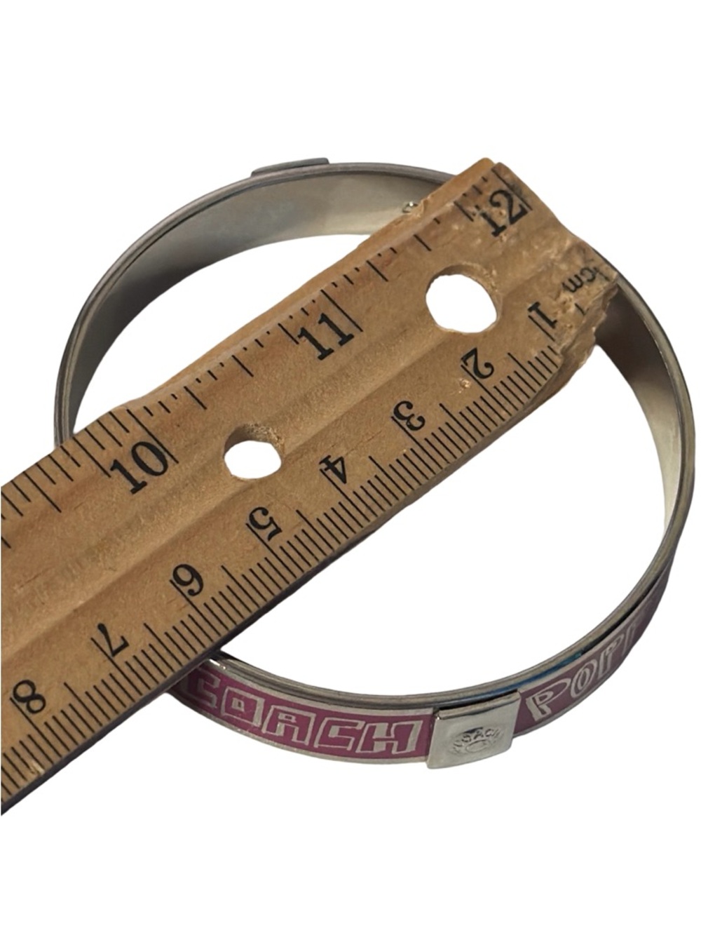 Coach Pink Enamel Logo Bangle with Crystal Accenty - EUC - Picture 3 of 3